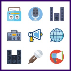 9 voice icon. Vector illustration voice set. translation and radio icons for voice works