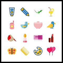 16 orange icon. Vector illustration orange set. candle and robin icons for orange works