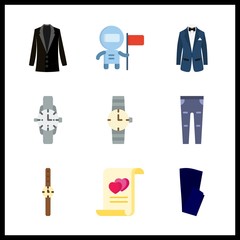 suit icons set. ring, clothing, happy and cloth graphic works