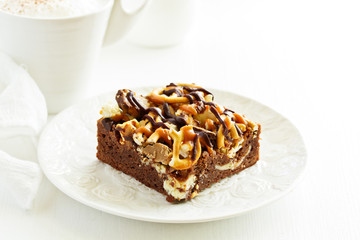chocolate brownie with caramel.