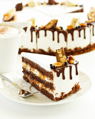 Chocolate Cake with caramel and nuts.