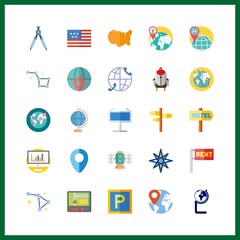 25 map icon. Vector illustration map set. compass and worldwide icons for map works