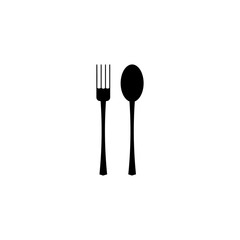 Vector illustration. fork and spoon icon on white background. Restaurant menu icon.