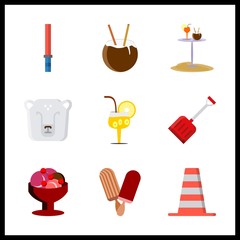 ice icon. cone and cocktail bar vector icons in ice set. Use this illustration for ice works.