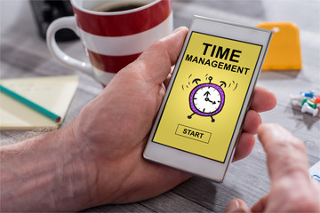 Time management concept on a smartphone