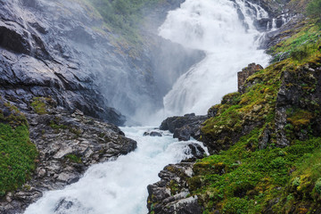 kjosfossen waterfall by Flam to myrdal flamsbana railway line