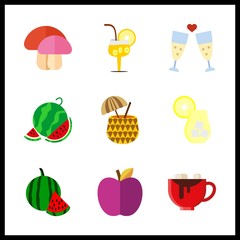 9 slice icon. Vector illustration slice set. watermelon and apple icons for slice works