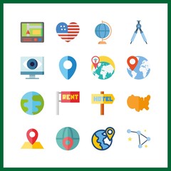 map icon. compass and worldwide vector icons in map set. Use this illustration for map works.