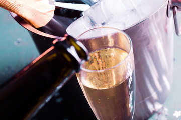Glasses of champagne on the table