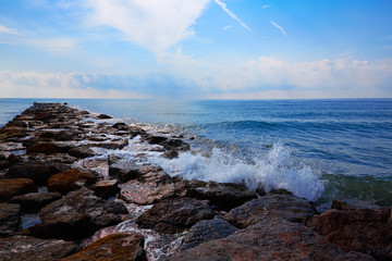 Burriana breakwater in Castellon of Spain