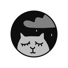 Sad cold tired ill cat walking on the street while raining at night logo