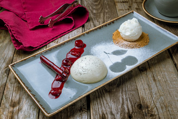 Panna cotta with cherry sauce