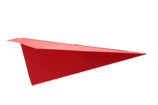 Red paper plane  isolated on a white background - With Clipping Path