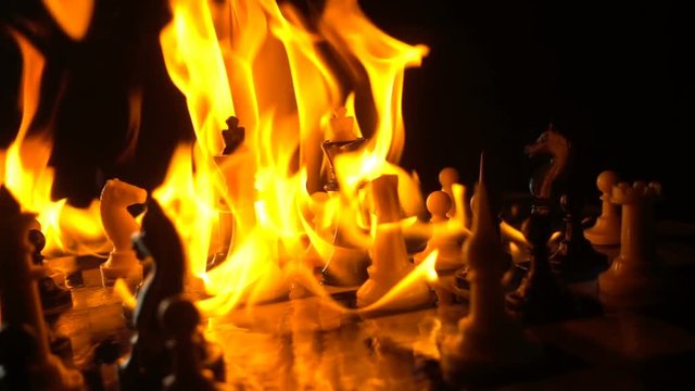 Chess Pieces In Flames