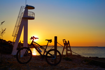 Naklejka premium Denia beach las rotas with bicycle bike