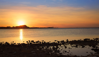 Denia beach las Rotas sunset in Alicante