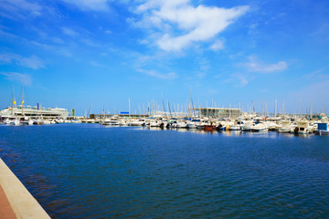 Fototapeta na wymiar Denia Port marina in Alicante Mediterranean