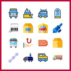 16 shipping icon. Vector illustration shipping set. distribution and receive icons for shipping works