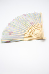 Wooden fan with color pattern