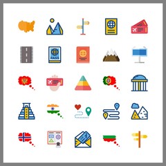 destination icons set. contour, scenery, sea and design graphic works