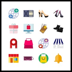 16 shopping icon. Vector illustration shopping set. online shop and bag icons for shopping works