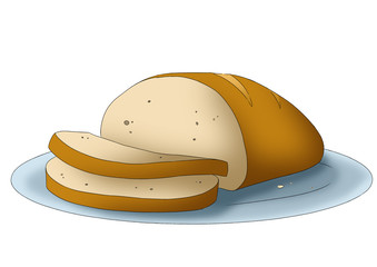 Coloring page - bread on plate - dish - on white background illustration for children