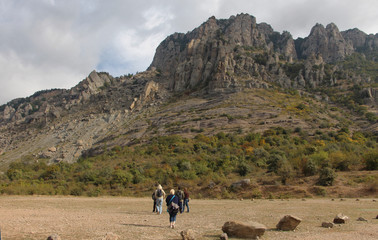 hiking in the mountains