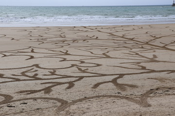 Dessin sur la plage des Sables d'Olonne