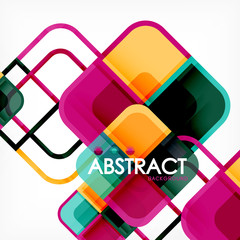 Colorful round squares modern geometric background
