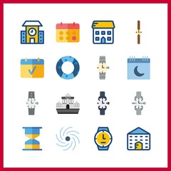 time icons set. sky, learning, galactic and light graphic works