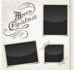 Retro photo frames and greeting christmas text