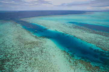 Fototapeta na wymiar Aerial view of tropical coral reef and channel
