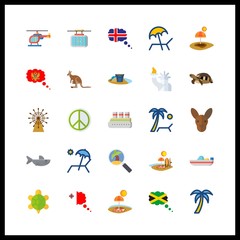 Fototapeta premium 25 island icon. Vector illustration island set. helicopter and sunbed icons for island works