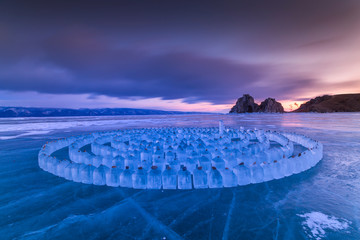 Ice crystals of the labyrinth on lake Baikal. Russia.
