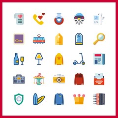 25 vintage icon. Vector illustration vintage set. photo camera and wedding car icons for vintage works