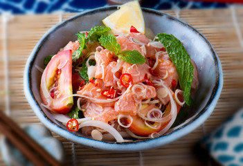 Spicy salad salmond in Thai style.