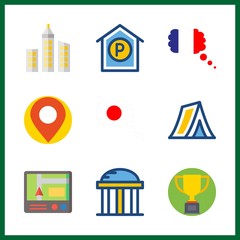 place icon. skyline and placeholder vector icons in place set. Use this illustration for place works.