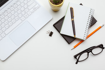 Workplace with notebook laptop. Comfortable work table in office