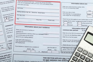 Fototapeta premium Tax forms and a calculator