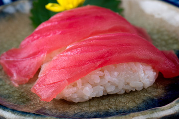 Tuna sushi serve in Japanese style.