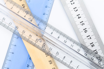 Set of measuring rulers isolated on white background