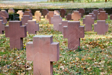 German world war two memorial cemetery with crosses