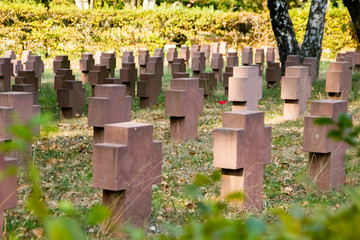 German world war two memorial cemetery with crosses