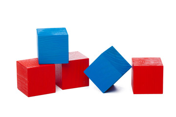 Fototapeta premium Wooden building blocks isolated on white background