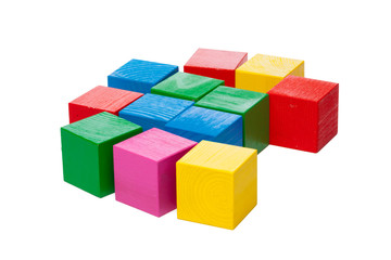 Obraz premium Wooden building blocks isolated on white background