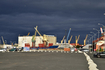 Szczecin - port cranes in Łasztownia. 