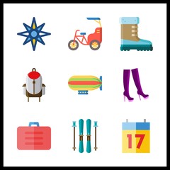 adventure icons set. boot, history, frozen and jacket graphic works