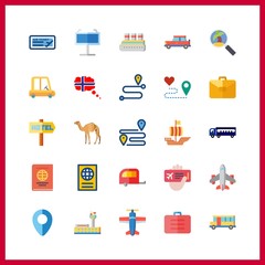 25 trip icon. Vector illustration trip set. motorhome and bus icons for trip works