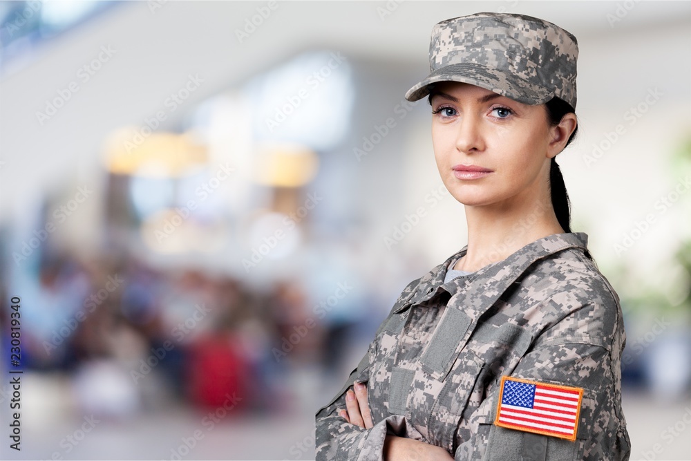 Wall mural Portrait of Female US Army Soldier