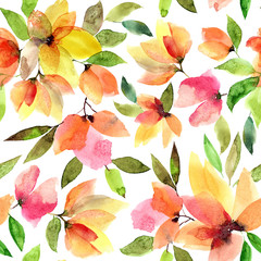 Seamless floral pattern. Watercolor flowers pattern. 